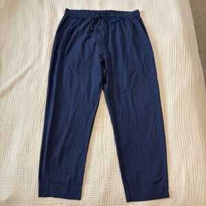 Xirena Pants Womens Cropped Drawstring 100% Cotton Size XL Navy Blue